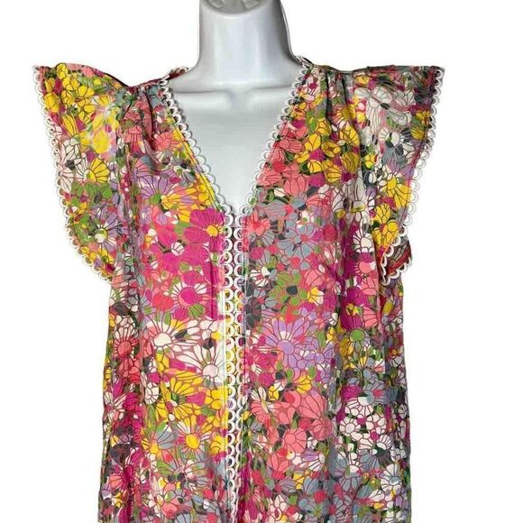 Kate‎ Spade Floral Dots Burnout Blouse in Pink Multicolor Size XS - Picture 2 of 10